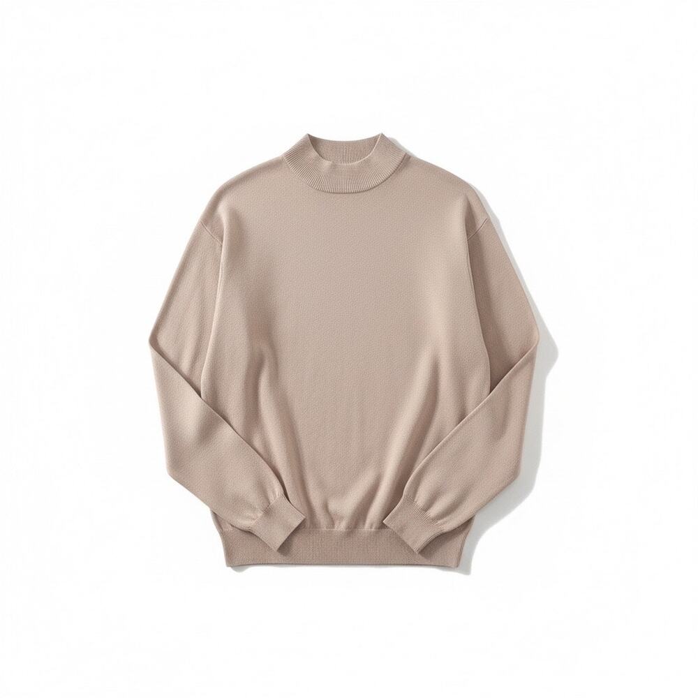 Baracuta L preppy ivory mock neck silk cotton blend sweater